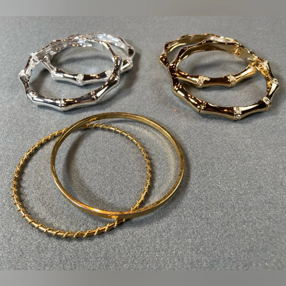 Bracelets Faux Bamboo Cuff‎ Bangle 4 Gold and 2 Silver tone